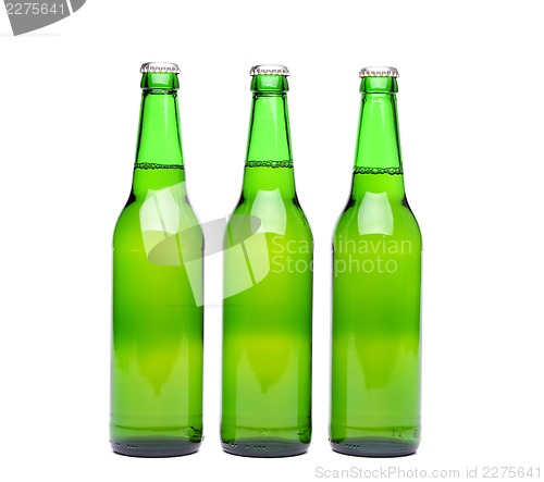 Image of Three green beer bottle