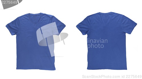 Image of Men's blue T-shirt with clipping path. Front and back.