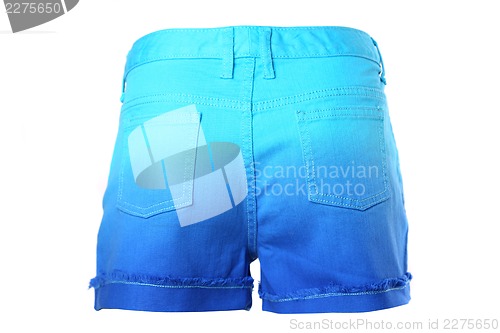 Image of A women jeans shorts isolated. Back.
