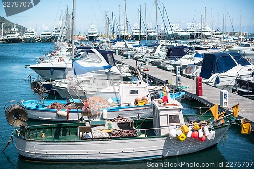 Image of Various boats at rest in the marina