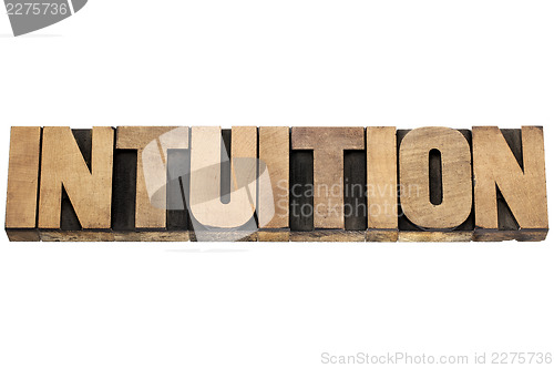 Image of intuition word in wood type