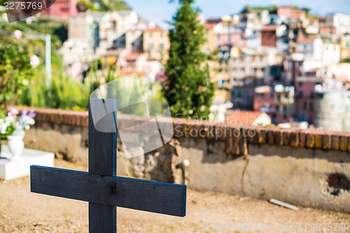 Image of Wooden Cross In Cemetery