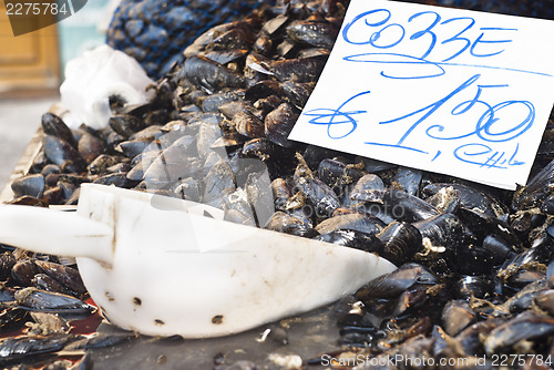 Image of mussels for sale at the local market