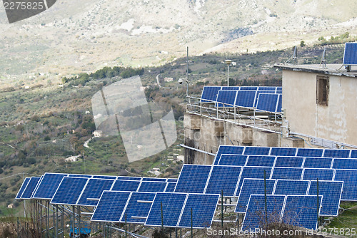 Image of View of solar panels in the Madonie mountains