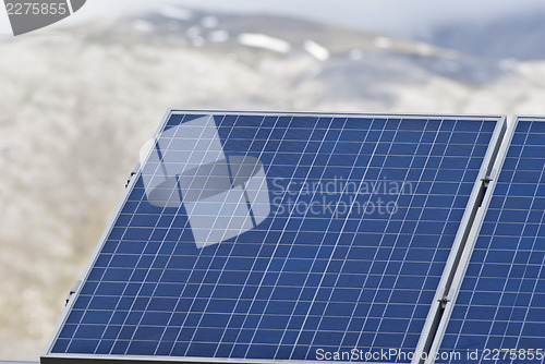 Image of Detail of solar panels in the Madonie mountains