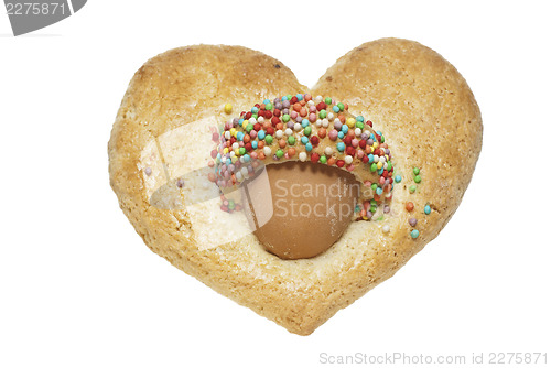 Image of sweet heart-shaped biscuit with egg