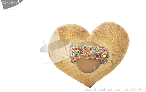 Image of sweet heart-shaped biscuit with egg