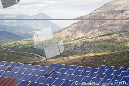 Image of View of solar panels in the Madonie mountains