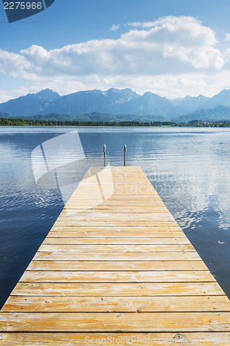 Image of Jetty with lake and alps