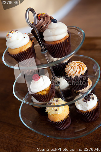 Image of Cupcakes On a Tiered Tray