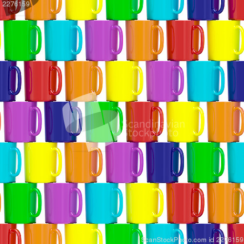Image of Seamless background composed of colorful ceramic cups