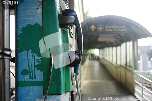 Image of Old public telephone kiosk in Thailand 