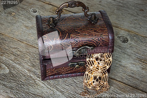Image of Treasure chest on the wooden floor