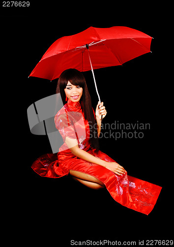 Image of Girl in red dress.