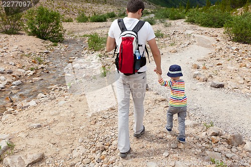 Image of family hiking