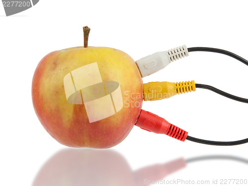 Image of Audio video cables on apple