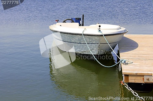 Image of Small Boat by Dock