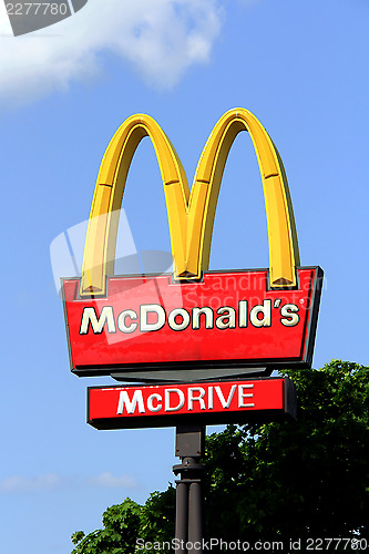 Image of Logo McDonalds against Sky