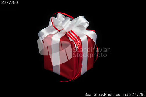 Image of red gift box on black