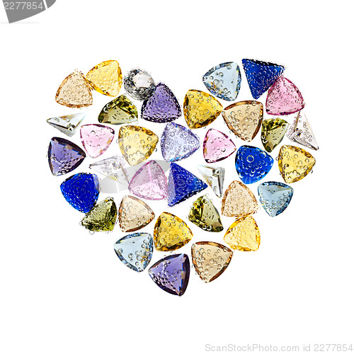 Image of Jewelry gemstones heart shaped. Isolated on white.