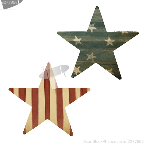 Image of Two stars, American flag themed. Holiday design elements, isolat