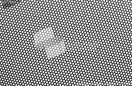 Image of Black metal lattice with round apertures on white background. Cl