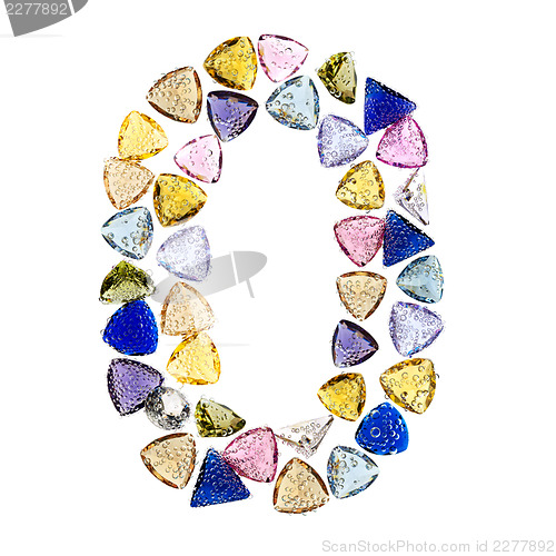 Image of Gemstones numbers collection, figure 0. Isolated on white backgr