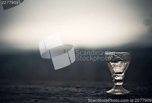 Image of commemorative glass of vodka at the Russian cemetery unknown sol