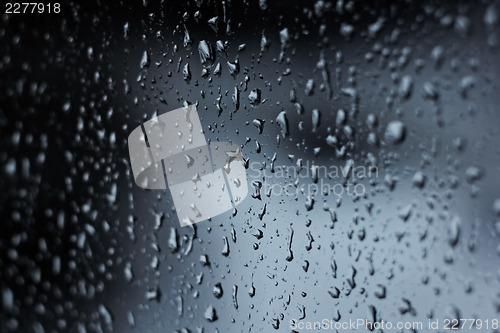 Image of Rain drops on window. Macro shot.