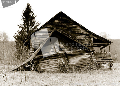 Image of Old abandoned, collasping russian rural house