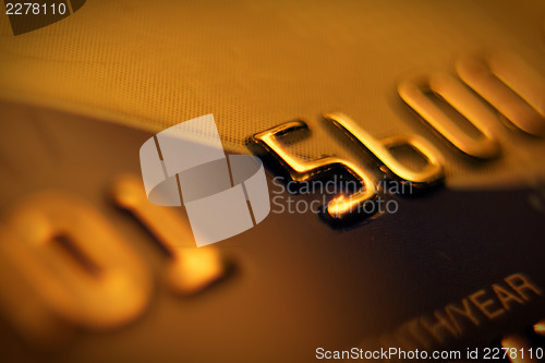 Image of Credit card number, macro shot.