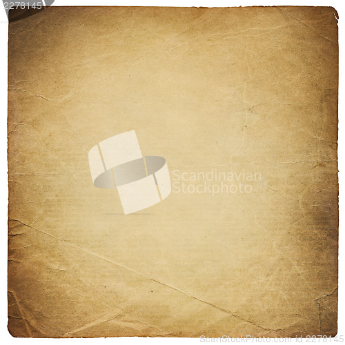 Image of Square shaped old torn paper sheet. Isolated on white.