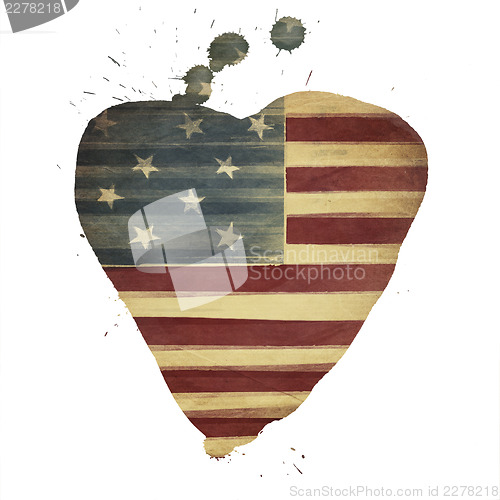 Image of American flag yeart shaped. Vintage styled