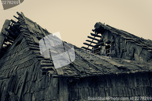Image of Roof farmhouse, toned closeup shot