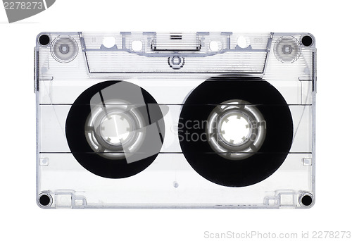 Image of Transparent old audio cassette isolated on white, with clipping 