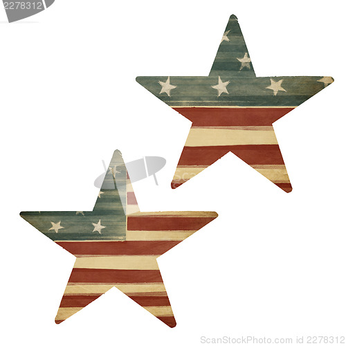 Image of Two stars, American flag themed. Holiday design elements, isolat