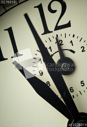 Image of Clock face closeup at alarm time (Twelve o`clock)