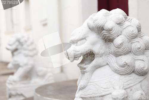 Image of Chinese lion statue close up