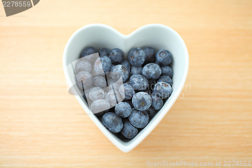 Image of Blueberry in heart shape bowl