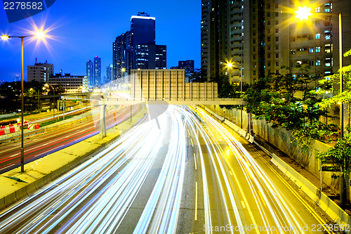 Image of traffic in city at night