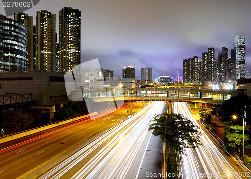 Image of Traffic on highway at night