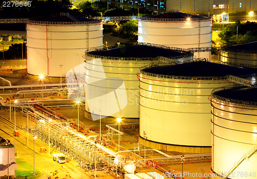 Image of Oil tank at night