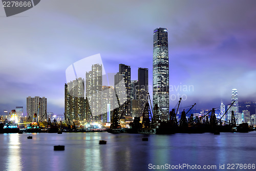 Image of Kowloon at night in Hong Kong