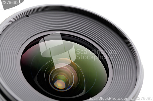 Image of Camera lense over white background