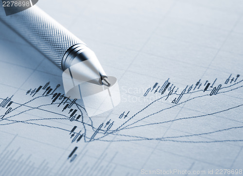 Image of Stock market graph with pen