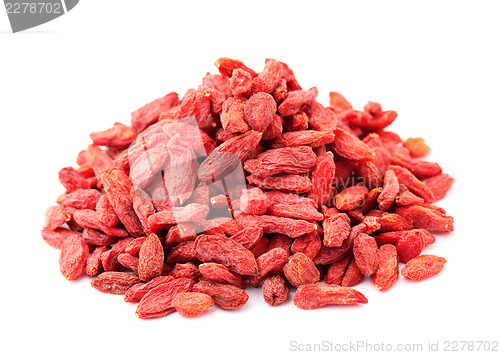 Image of Dried wolfberry fruit on white background 