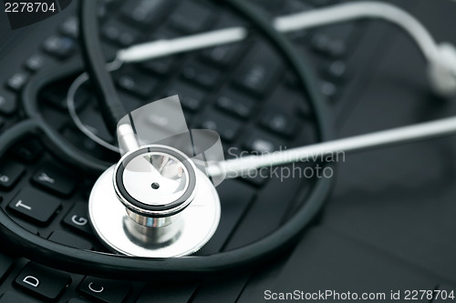 Image of Stethoscope on keyboard