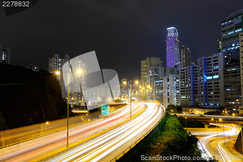 Image of highway with car light