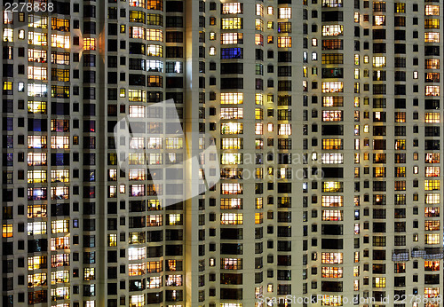 Image of Apartment building at night