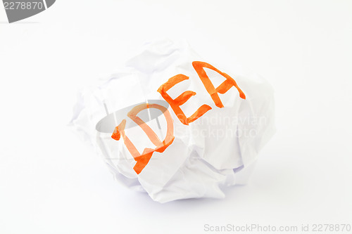 Image of Crumpled paper ball with word idea